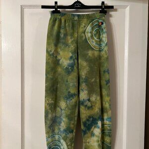 Aviator Nation KID'S HAND DYED SWEATPANTS - TIE DYE GREEN YELLOW Size 14